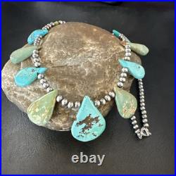 Blue Green Turquoise Navajo Pearls Sterling Silver 20 Necklace 19245