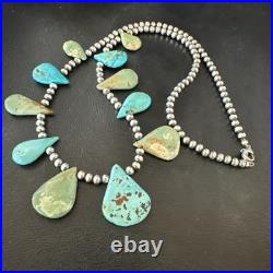 Blue Green Turquoise Navajo Pearls Sterling Silver 20 Necklace 19245