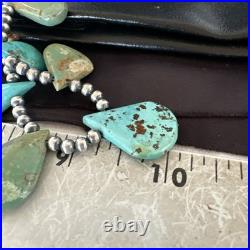 Blue Green Turquoise Navajo Pearls Sterling Silver 20 Necklace 19245