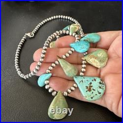 Blue Green Turquoise Navajo Pearls Sterling Silver 20 Necklace 19245