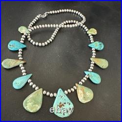 Blue Green Turquoise Navajo Pearls Sterling Silver 20 Necklace 19245