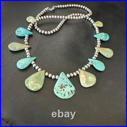 Blue Green Turquoise Navajo Pearls Sterling Silver 20 Necklace 19245