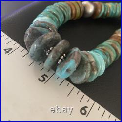 Blue Green Turquoise Navajo Sterling Silver Necklace 20 11928