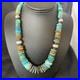 Blue Green Turquoise Navajo Sterling Silver Necklace 20 11962