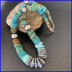 Blue Green Turquoise Navajo Sterling Silver Necklace 20 11962 Blue Green Turquoise Navajo Sterling Silver Necklace 20 11962
