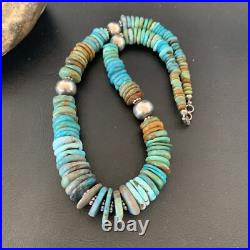 Blue Green Turquoise Navajo Sterling Silver Necklace 20 11962