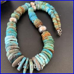 Blue Green Turquoise Navajo Sterling Silver Necklace 20 11962 Blue Green Turquoise Navajo Sterling Silver Necklace 20 11962