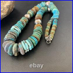 Blue Green Turquoise Navajo Sterling Silver Necklace 20 11962