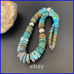 Blue Green Turquoise Navajo Sterling Silver Necklace 20 11962
