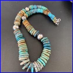 Blue Green Turquoise Navajo Sterling Silver Necklace 20 11964 Blue Green Turquoise Navajo Sterling Silver Necklace 20 11964