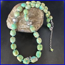 Blue Green Turquoise Navajo Sterling Silver Necklace 20 15253