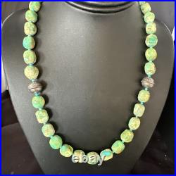 Blue Green Turquoise Navajo Sterling Silver Necklace 20 15253