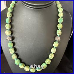 Blue Green Turquoise Navajo Sterling Silver Necklace 20 15253 Blue Green Turquoise Navajo Sterling Silver Necklace 20 15253