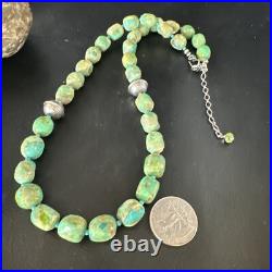 Blue Green Turquoise Navajo Sterling Silver Necklace 20 15253 Blue Green Turquoise Navajo Sterling Silver Necklace 20 15253