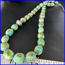 Blue Green Turquoise Navajo Sterling Silver Necklace 20 15253