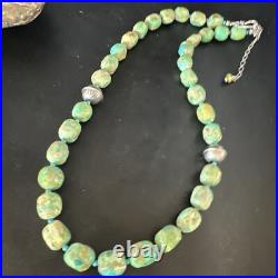 Blue Green Turquoise Navajo Sterling Silver Necklace 20 15253 Blue Green Turquoise Navajo Sterling Silver Necklace 20 15253