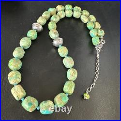 Blue Green Turquoise Navajo Sterling Silver Necklace 20 15253