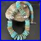 Blue Green Turquoise Navajo Sterling Silver Necklace 21 16005