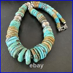 Blue Green Turquoise Navajo Sterling Silver Necklace 21 16005