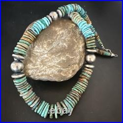 Blue Green Turquoise Navajo Sterling Silver Necklace 21 16958