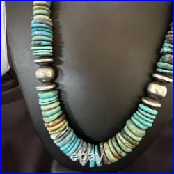 Blue Green Turquoise Navajo Sterling Silver Necklace 21 16960 Blue Green Turquoise Navajo Sterling Silver Necklace 21 16960
