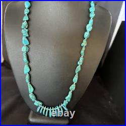 Blue Kingman Nugget Turquoise Navajo Sterling Silver Necklace 22 15534