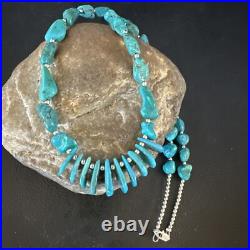 Blue Kingman Nugget Turquoise Navajo Sterling Silver Necklace 22 15534 Blue Kingman Nugget Turquoise Navajo Sterling Silver Necklace 22 15534
