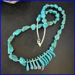 Blue Kingman Nugget Turquoise Navajo Sterling Silver Necklace 22 15534 Blue Kingman Nugget Turquoise Navajo Sterling Silver Necklace 22 15534