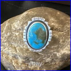 Blue Kingman Turquoise Navajo Sterling Silver Adjustable Ring Size 8 18825