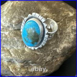 Blue Kingman Turquoise Navajo Sterling Silver Adjustable Ring Size 8 18825 Blue Kingman Turquoise Navajo Sterling Silver Adjustable Ring Size 8 18825