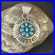 Blue Kingman Turquoise Navajo Sterling Silver Cluster Pendant 219285