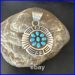 Blue Kingman Turquoise Navajo Sterling Silver Cluster Pendant 219285 Blue Kingman Turquoise Navajo Sterling Silver Cluster Pendant 219285