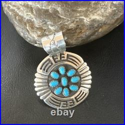 Blue Kingman Turquoise Navajo Sterling Silver Cluster Pendant 219285