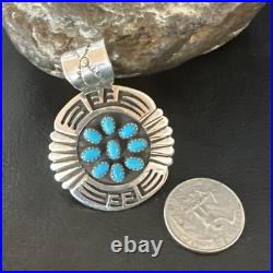 Blue Kingman Turquoise Navajo Sterling Silver Cluster Pendant 219285