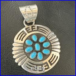 Blue Kingman Turquoise Navajo Sterling Silver Cluster Pendant 219285 Blue Kingman Turquoise Navajo Sterling Silver Cluster Pendant 219285
