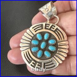 Blue Kingman Turquoise Navajo Sterling Silver Cluster Pendant 219285 Blue Kingman Turquoise Navajo Sterling Silver Cluster Pendant 219285