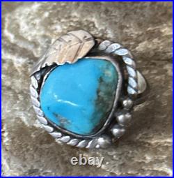 Blue Kingman Turquoise Navajo Sterling Silver Ring Size 5 14701