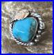 Blue Kingman Turquoise Navajo Sterling Silver Ring Size 5 14701