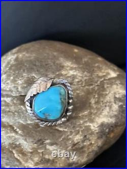 Blue Kingman Turquoise Navajo Sterling Silver Ring Size 5 14701