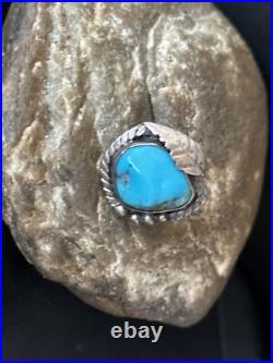 Blue Kingman Turquoise Navajo Sterling Silver Ring Size 5 14701