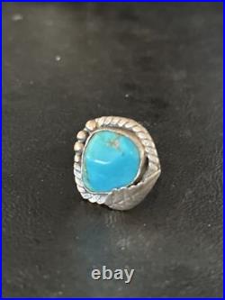 Blue Kingman Turquoise Navajo Sterling Silver Ring Size 5 14701
