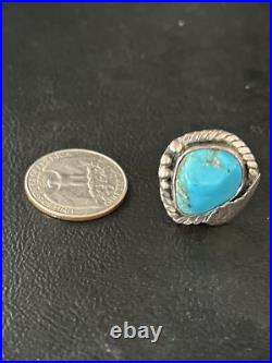 Blue Kingman Turquoise Navajo Sterling Silver Ring Size 5 14701