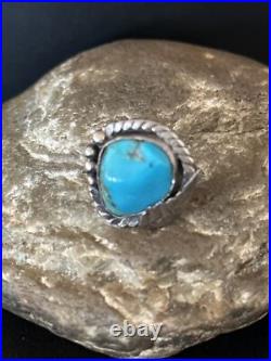 Blue Kingman Turquoise Navajo Sterling Silver Ring Size 5 14701