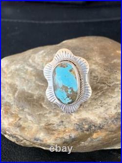 Blue Kingman Turquoise Navajo Sterling Silver Ring Size 6 13784