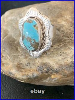 Blue Kingman Turquoise Navajo Sterling Silver Ring Size 6 13784