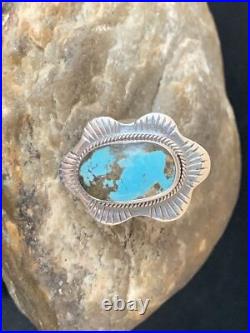 Blue Kingman Turquoise Navajo Sterling Silver Ring Size 6 13784