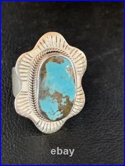Blue Kingman Turquoise Navajo Sterling Silver Ring Size 6 13784