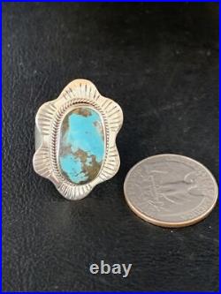 Blue Kingman Turquoise Navajo Sterling Silver Ring Size 6 13784
