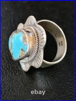 Blue Kingman Turquoise Navajo Sterling Silver Ring Size 6 13784