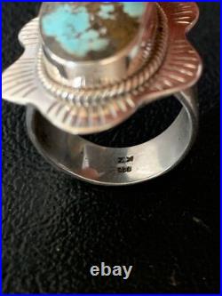 Blue Kingman Turquoise Navajo Sterling Silver Ring Size 6 13784